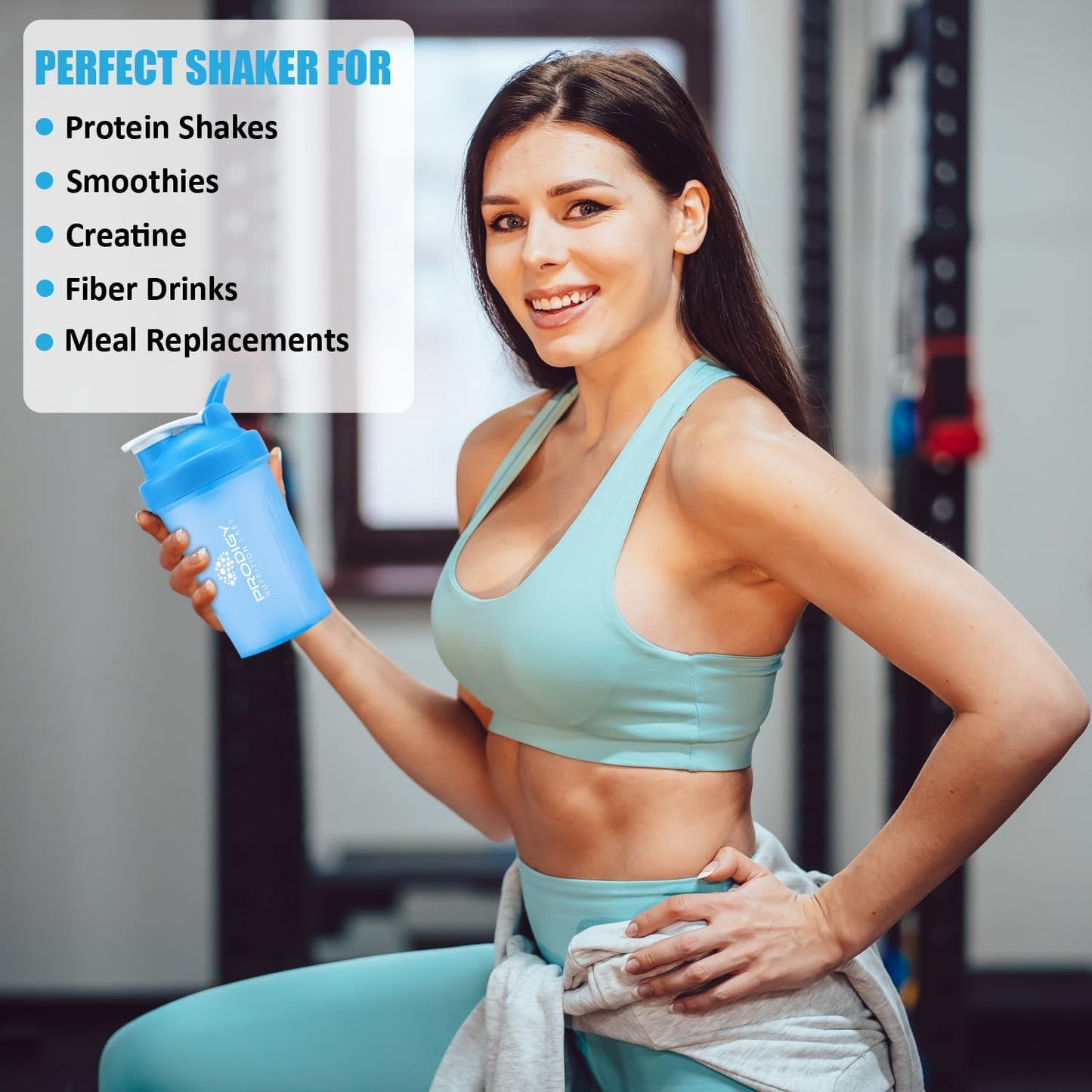 Prodigy Nutrition Labs 14oz Premium Shaker Bottle for Protein Shakes and Pre Workout - Blue Color