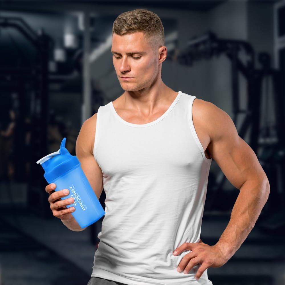 Prodigy Nutrition Labs 14oz Premium Shaker Bottle for Protein Shakes and Pre Workout - Blue Color
