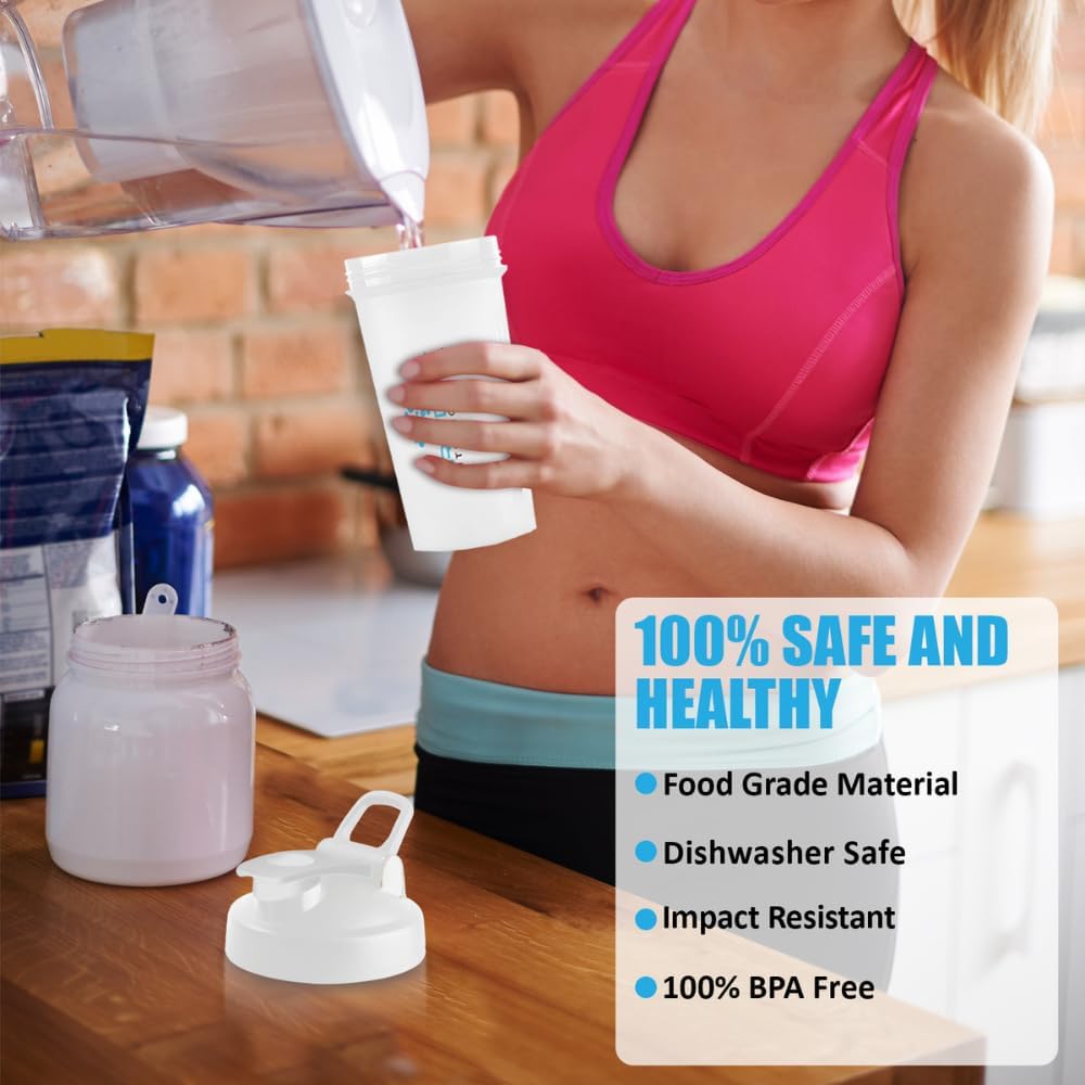 Prodigy Nutrition Labs Premium 14 oz White Shaker Bottle for Protein Shakes and Pre Workout