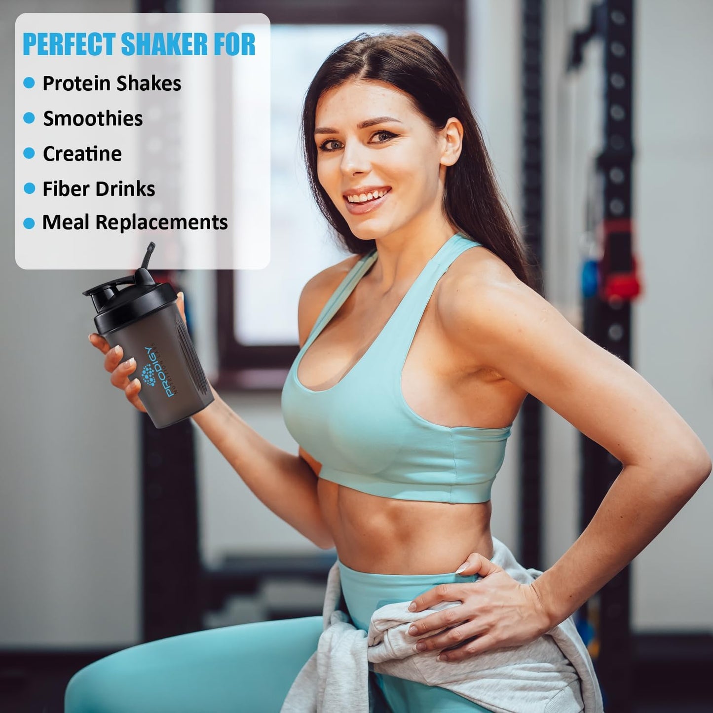 Prodigy Nutrition Labs Premium 14 oz White Shaker Bottle for Protein Shakes and Pre Workout