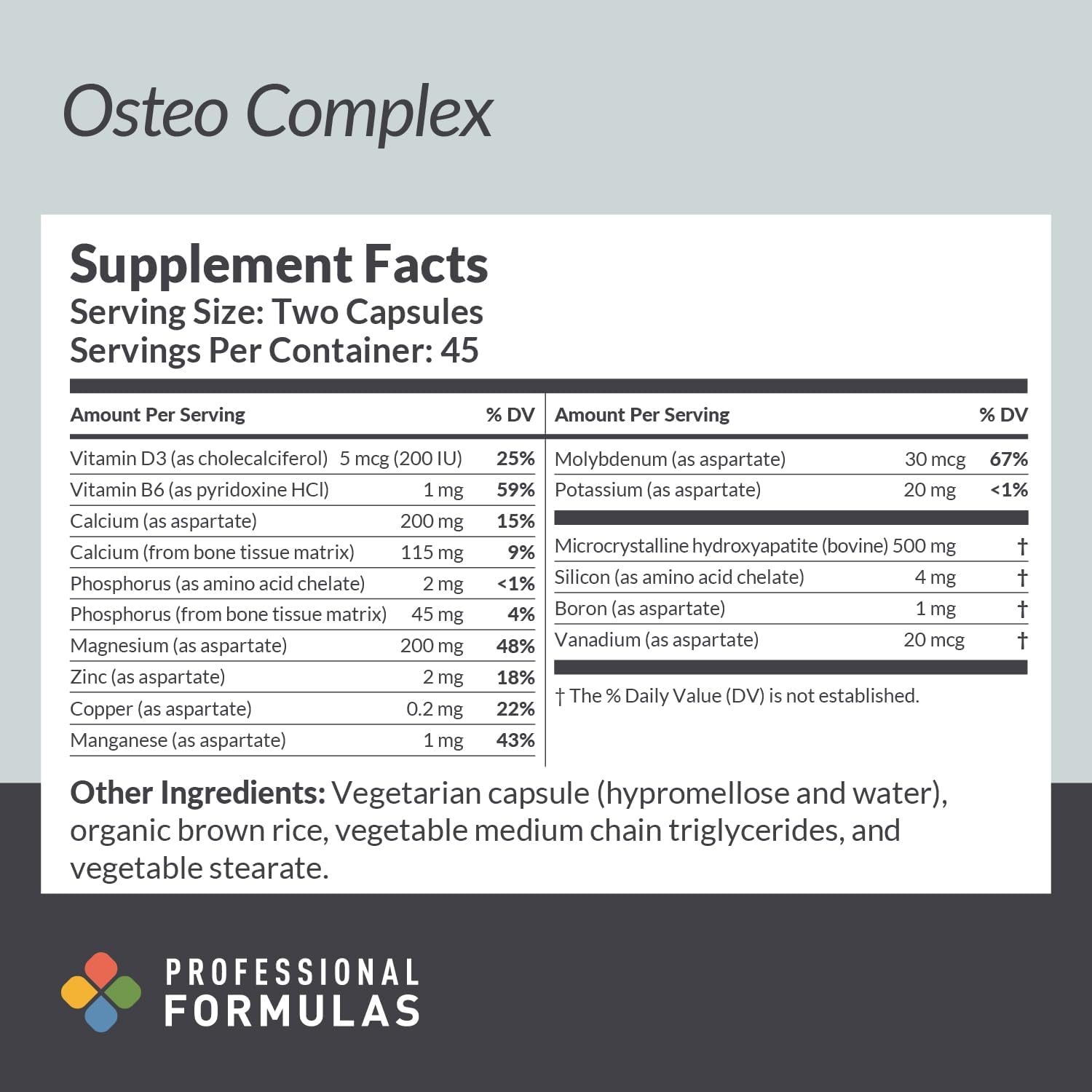 Professional Formulas Osteo Complex - Bone Density Support with Calcium, Magnesium, D3, and Boron - 90 Capsules