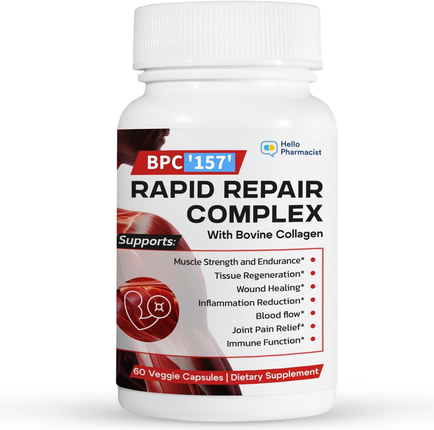 Professional Grade BPC-157 with Collagen Complex - 60 Capsules - ISO Lab Verified - Made in USA