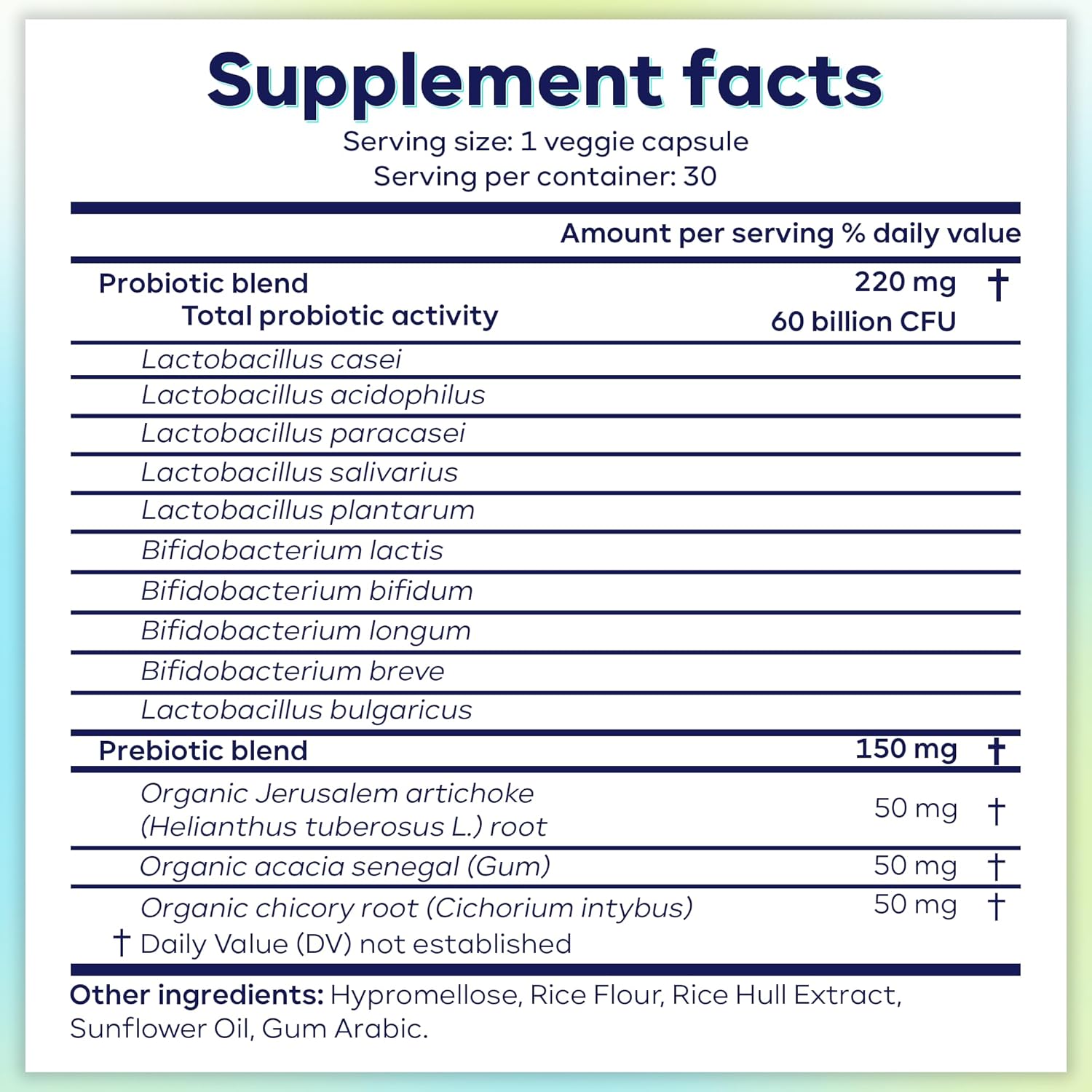 Professional Grade HealVibe Probiotics with 60 Billion CFU, 30 Count - Organic Prebiotics, 10 Strains, Eco-Friendly Packaging - Women and Men's Health