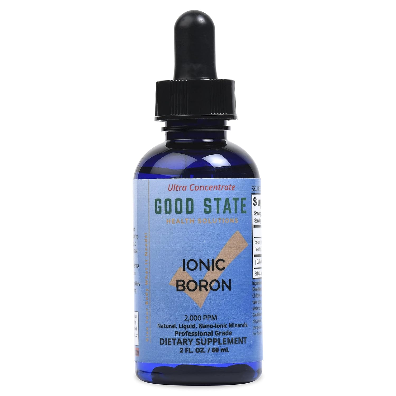 Professional Grade Ionic Boron Liquid Concentrate with Nano Sized Mineral Technology - Natural 1.6 Fl oz Bottle - 10 Drops = 1 mg