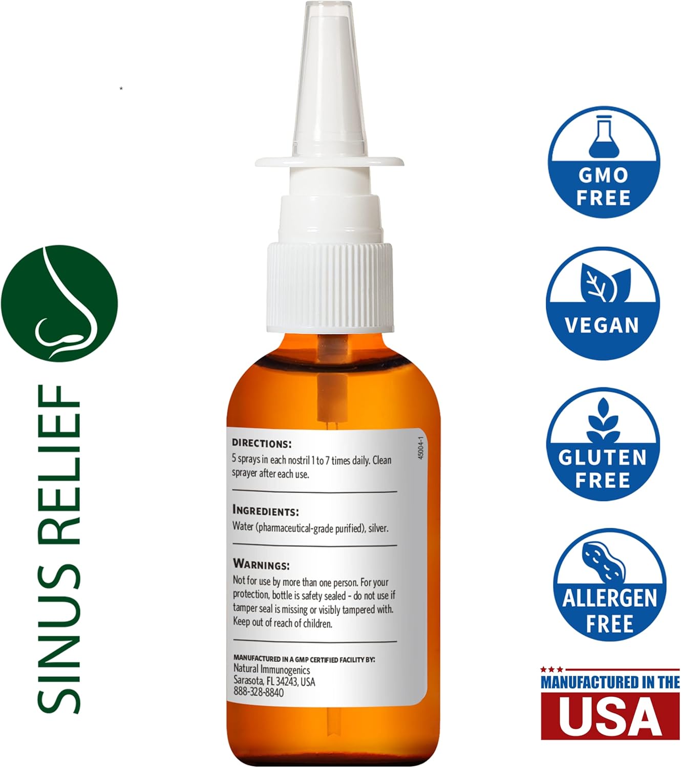 Professional Strength Argentyn 23 Bio-Active Silver Hydrosol Nasal Spray for Sinus Relief, 23ppm, 2oz