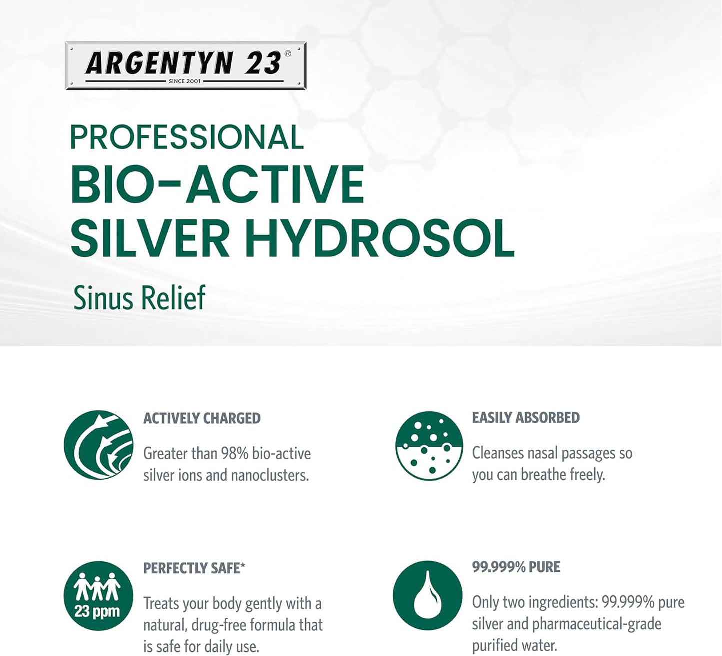 Professional Strength Argentyn 23 Bio-Active Silver Hydrosol Nasal Spray for Sinus Relief, 23ppm, 2oz