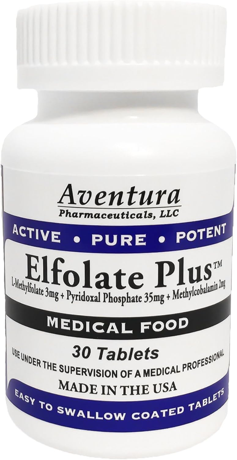 Professional Strength ELFOLATE Plus® 3mg Methylfolate Medical Food Supplement - Pure & Potent 30 Tablets