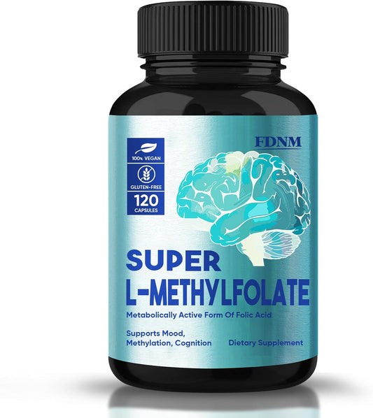 Professional Strength L-Methylfolate 15mg Supplement for Mood & Nerve Support - Non-GMO & Gluten-Free - 120 Capsules
