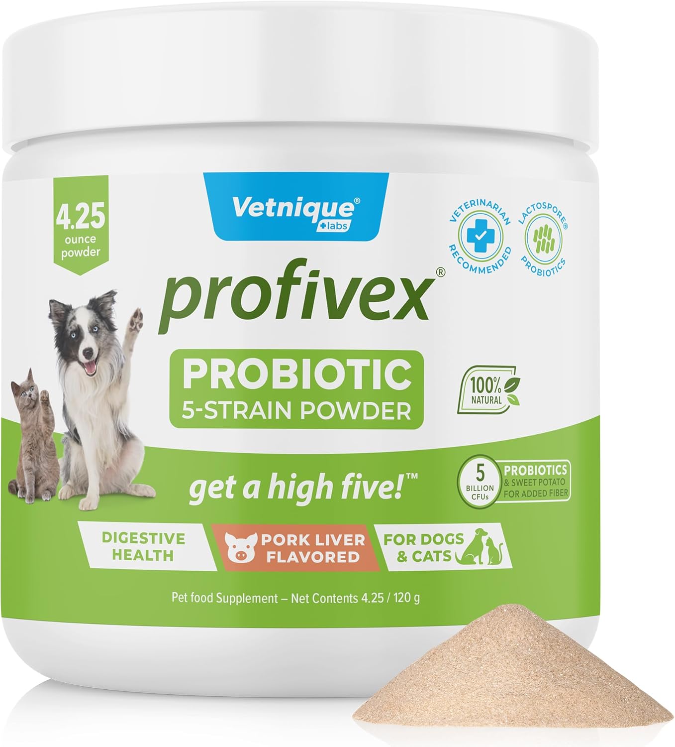 Profivex Probiotics for Dogs - All Natural Digestive Health Supplements with 5 Strains of Probiotics & Prebiotics - Dog Chews & Powder (4.25oz)