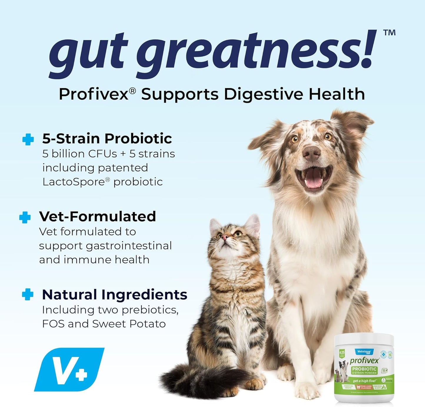 Profivex Probiotics for Dogs - All Natural Digestive Health Supplements with 5 Strains of Probiotics & Prebiotics - Dog Chews & Powder (4.25oz)