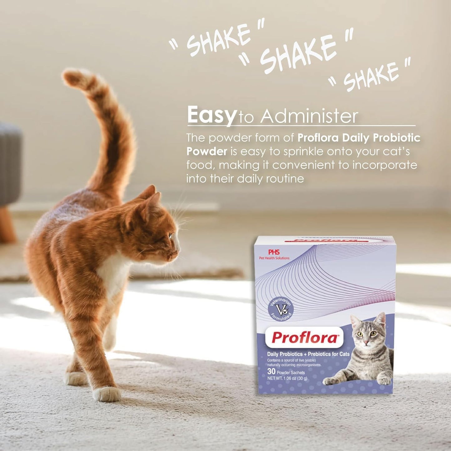 Proflora Probiotics for Cats - Supports Gut Health, Immune System & Skin. Digestive Multi-Strain Probiotics for Easy Diet Transitions. Helps with Diarrhea. 30 Packets.