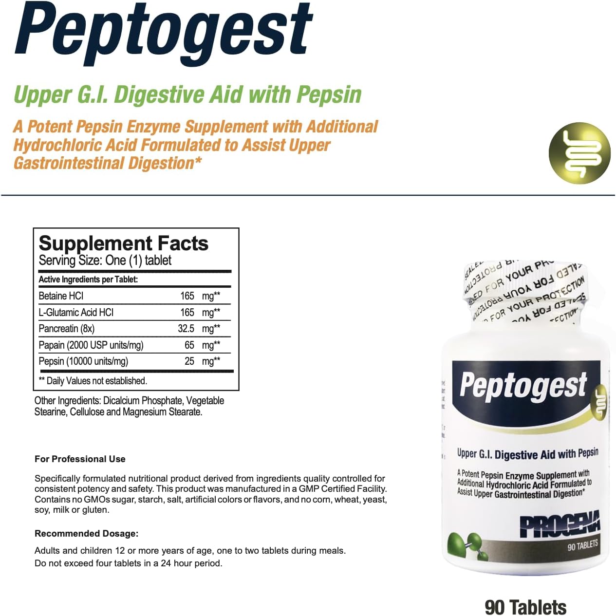 Progena Meditrend Peptogest Capsules - 90 Count Bottle
