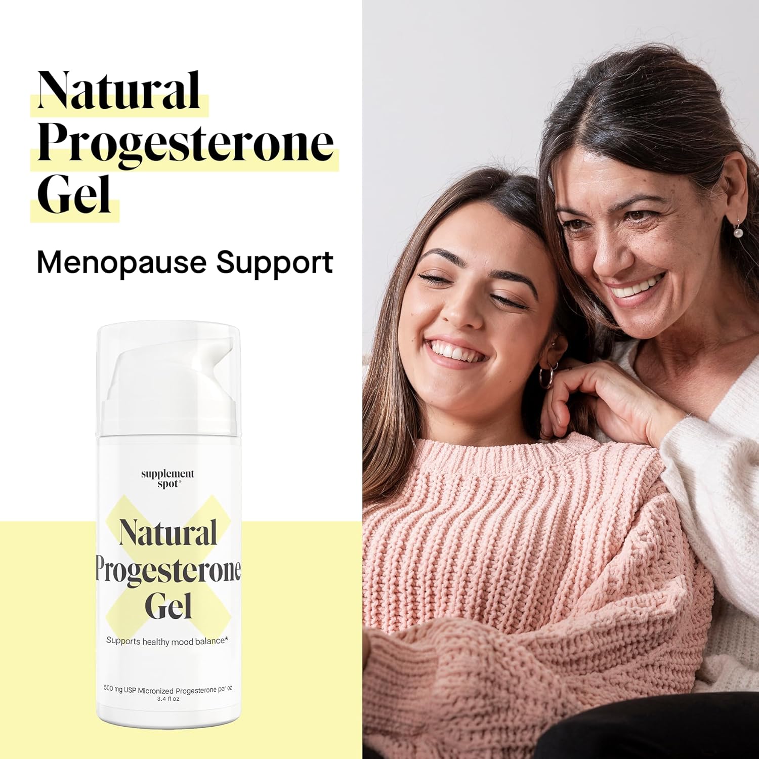 Progesterone Gel for Women - Water Based USP Gel with Wild Yam for Menopause Relief & Mood Balance (3.4 Oz)