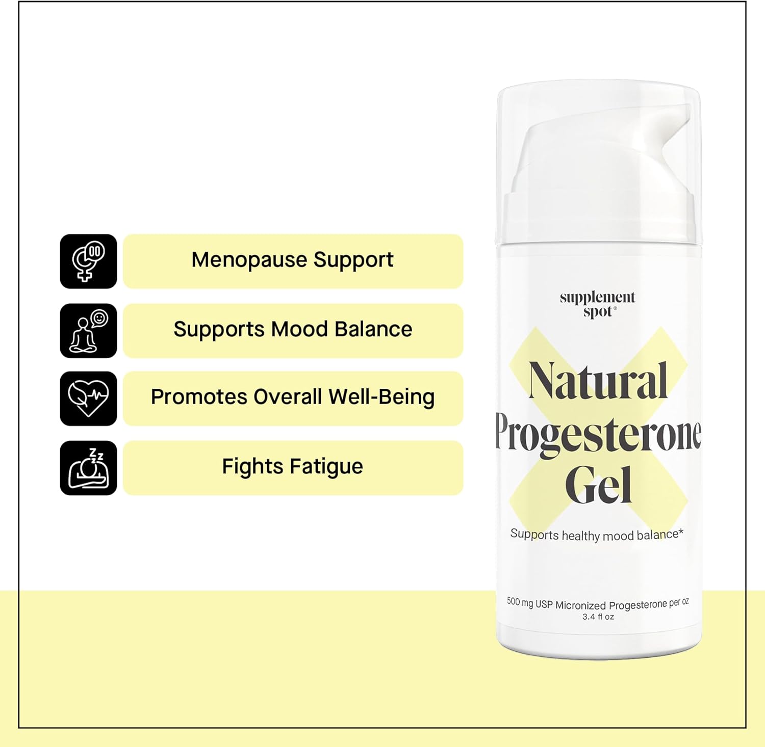 Progesterone Gel for Women - Water Based USP Gel with Wild Yam for Menopause Relief & Mood Balance (3.4 Oz)