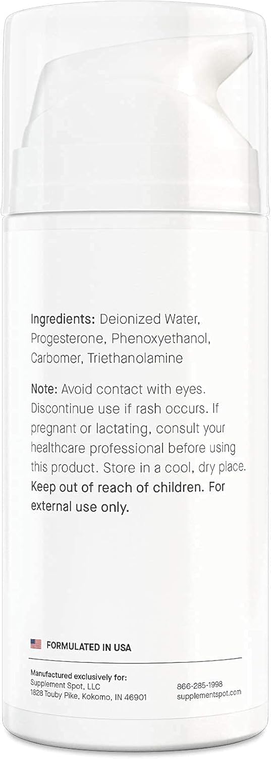 Progesterone Gel for Women - Water Based USP Gel with Wild Yam for Menopause Relief & Mood Balance (3.4 Oz)