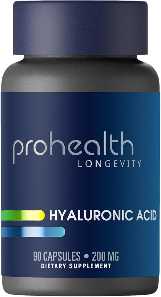 ProHealth Hyaluronic Acid Capsules - 200mg per Serving, 90 Count - Supports Healthy Aging, Radiant Skin, Joint Health - Third-Party Tested