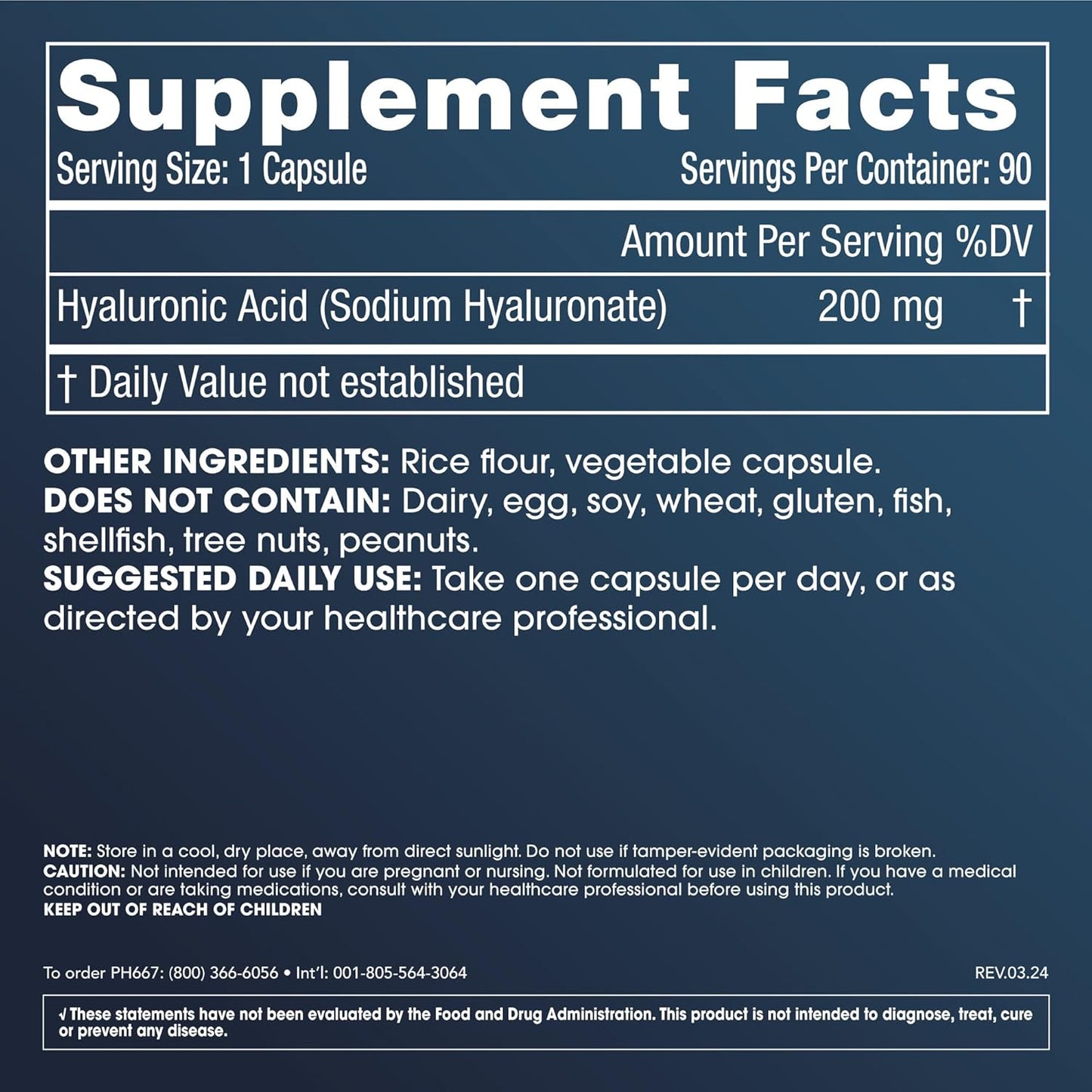 ProHealth Hyaluronic Acid Capsules - 200mg per Serving, 90 Count - Supports Healthy Aging, Radiant Skin, Joint Health - Third-Party Tested