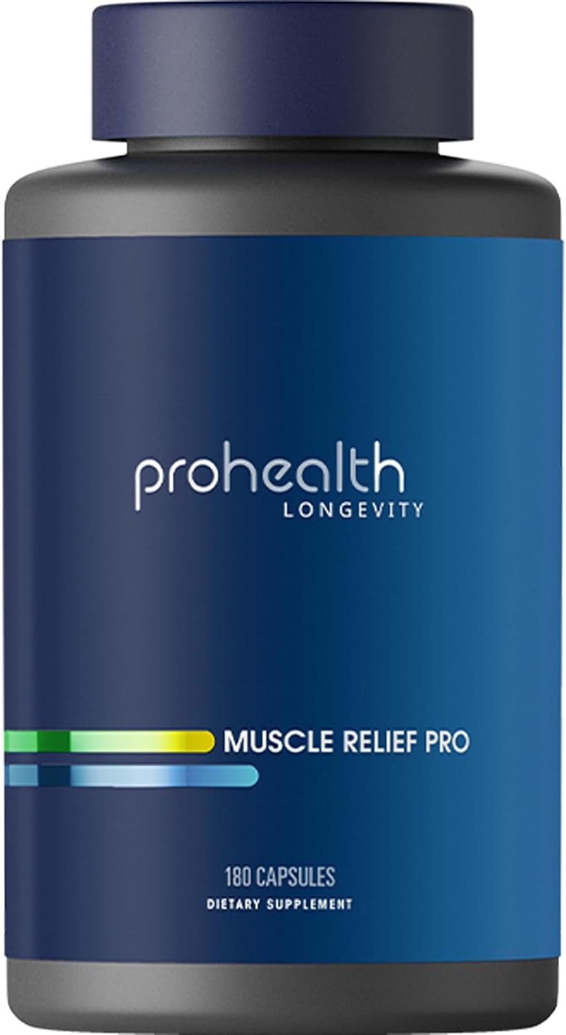 ProHealth Joint & Muscle Relief Pro Supplement - Glucosamine Chondroitin, Turmeric, Magnesium, MSM, Malic Acid, Boswellia for Decreasing Discomfort and Improving Sleep (30 Servings)