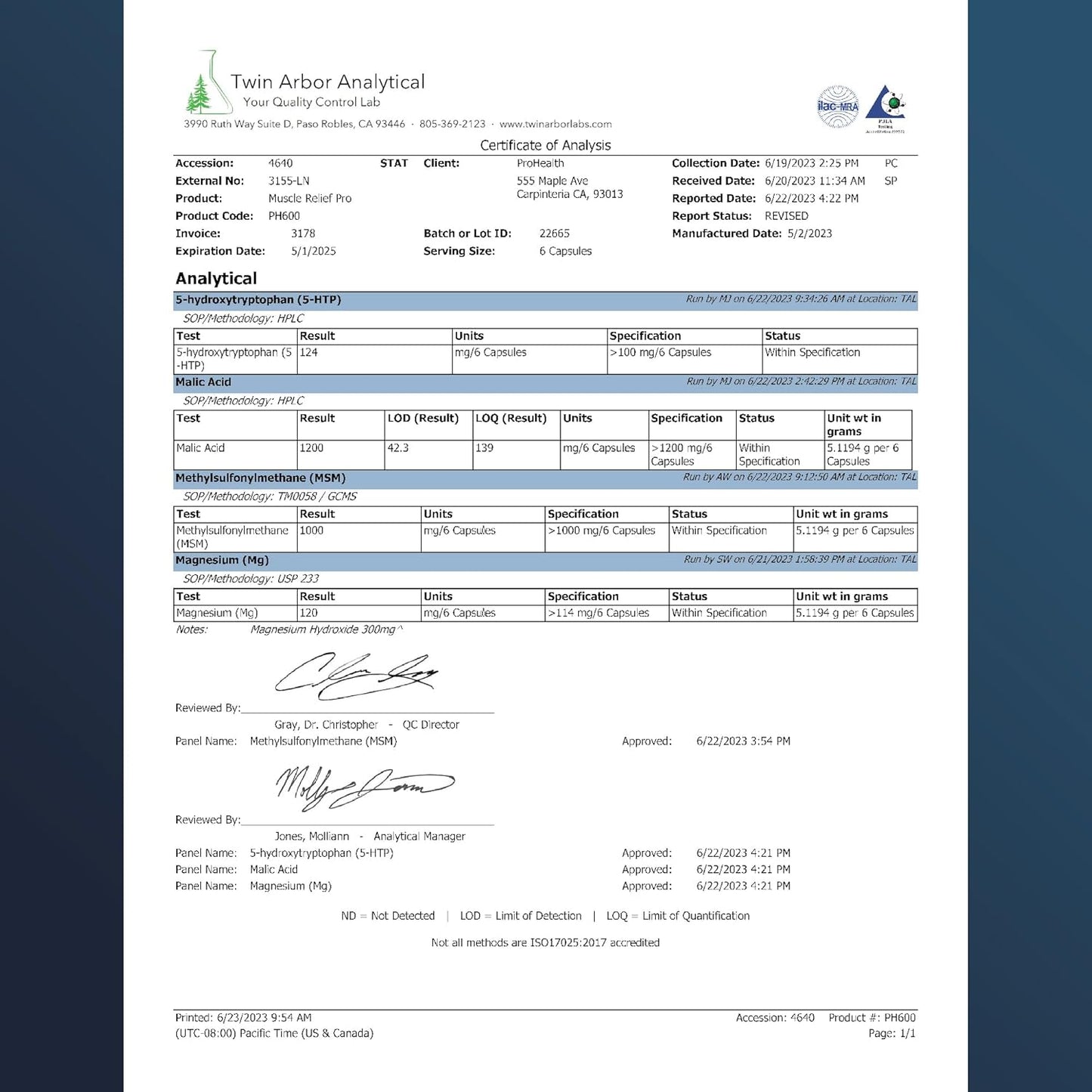ProHealth Joint & Muscle Relief Pro Supplement - Glucosamine Chondroitin, Turmeric, Magnesium, MSM, Malic Acid, Boswellia for Decreasing Discomfort and Improving Sleep (30 Servings)