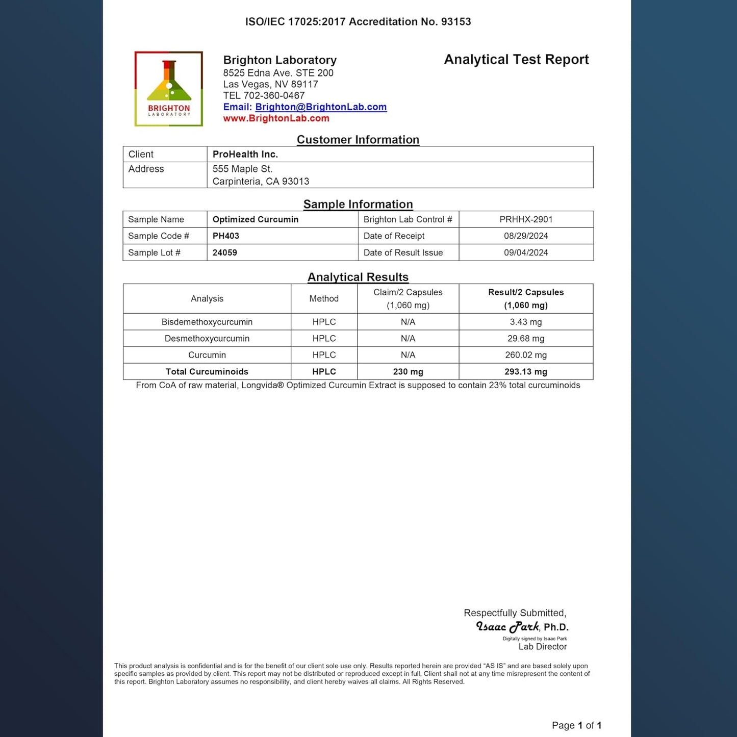 ProHealth Longvida Curcumin Supplement - 1000mg Concentrated Extract (3 Pack)