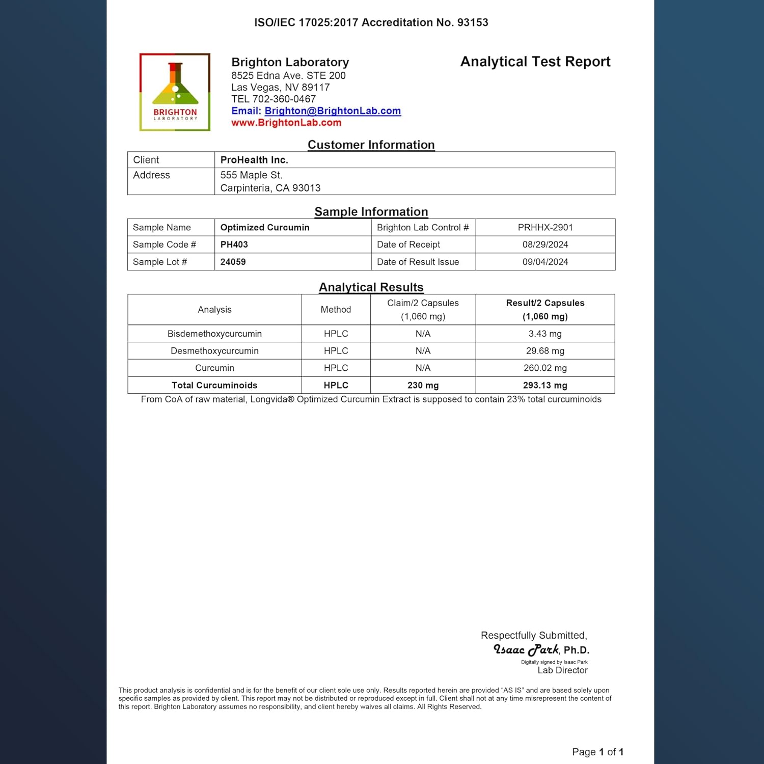 ProHealth Longvida Curcumin Supplement - 1000mg Concentrated Extract (3 Pack)