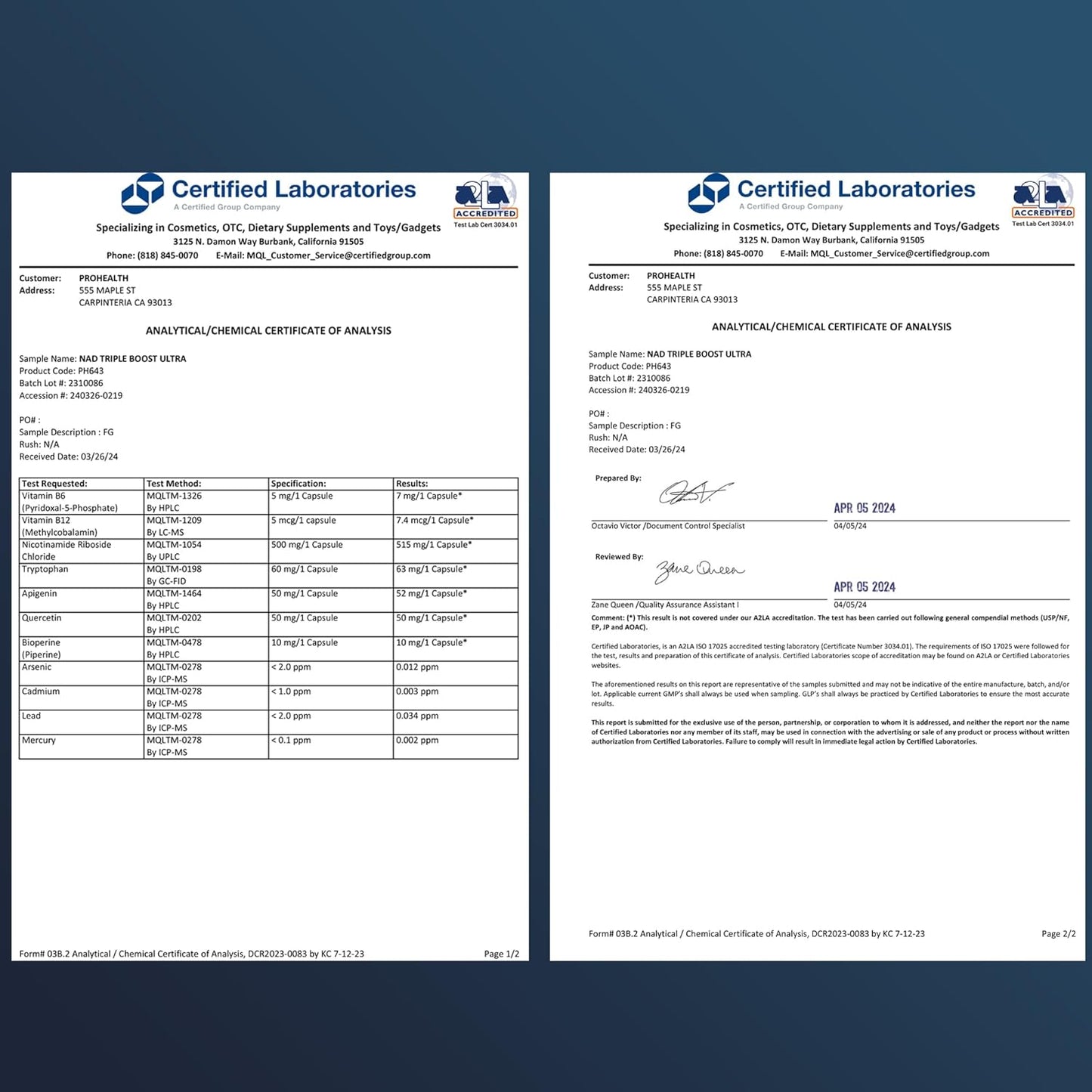 ProHealth NAD Triple Boost Ultra Supplement - 500mg Niagen NR with Apigenin, PQQ, Quercetin - Promotes Longevity, Heart & Brain Health - Activates Sirtuins - 30 Servings