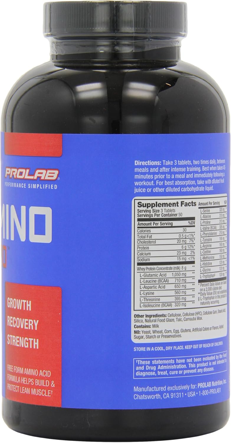 Prolab Amino 2000 Tablets - 150 Count Bottle, Essential Amino Acid Supplement