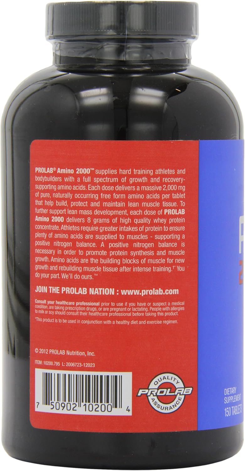 Prolab Amino 2000 Tablets - 150 Count Bottle, Essential Amino Acid Supplement