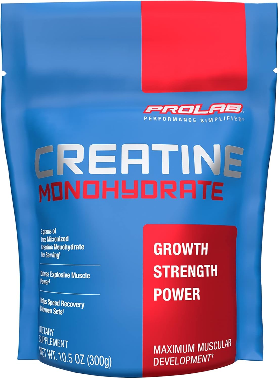 ProLab Creatine Monohydrate Powder - Micronized Sports Nutrition Supplement for Muscle Mass, Strength, and Endurance (300g)