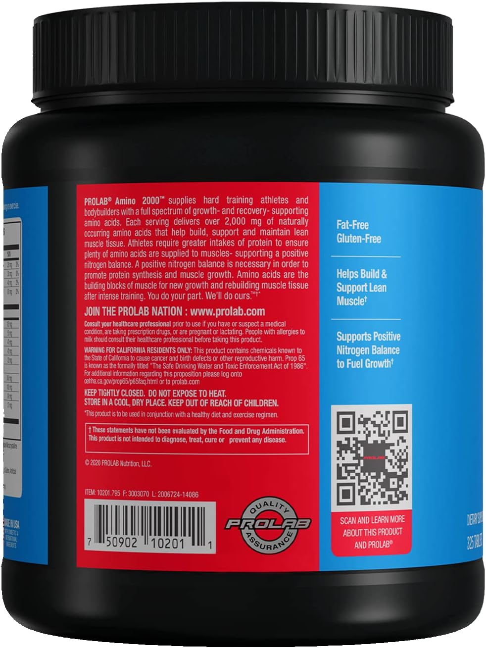 Prolab Nutrition Amino 2000 Tablets for Muscle Recovery and Lean Muscle Mass - Essential Amino Acids (EAAs)
