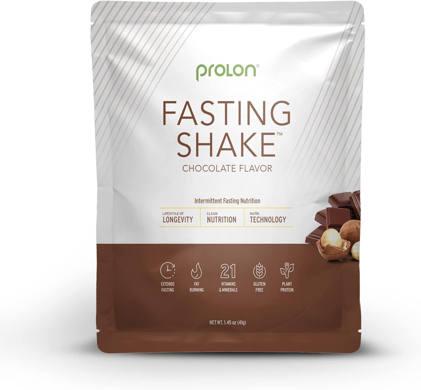 ProLon Intermittent Fasting Shake Mix | Plant-Based Protein, Superfoods, Vitamins | Keto, Vegan, Gluten-Free | Chocolate Flavor, 24 Packets