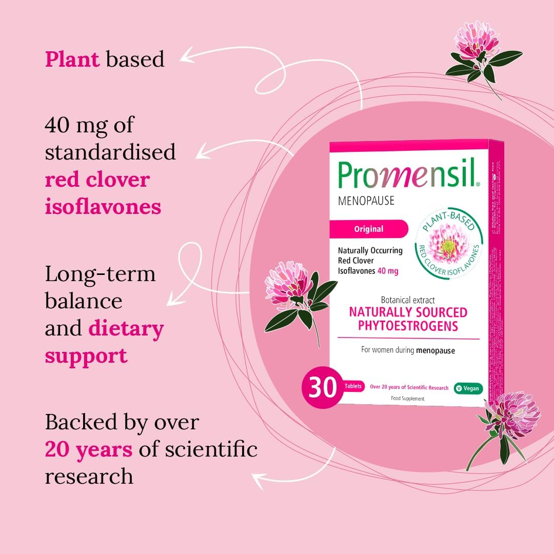 Promensil Red Clover Tablets - Natural Menopause Relief Formula with 30 Tablets