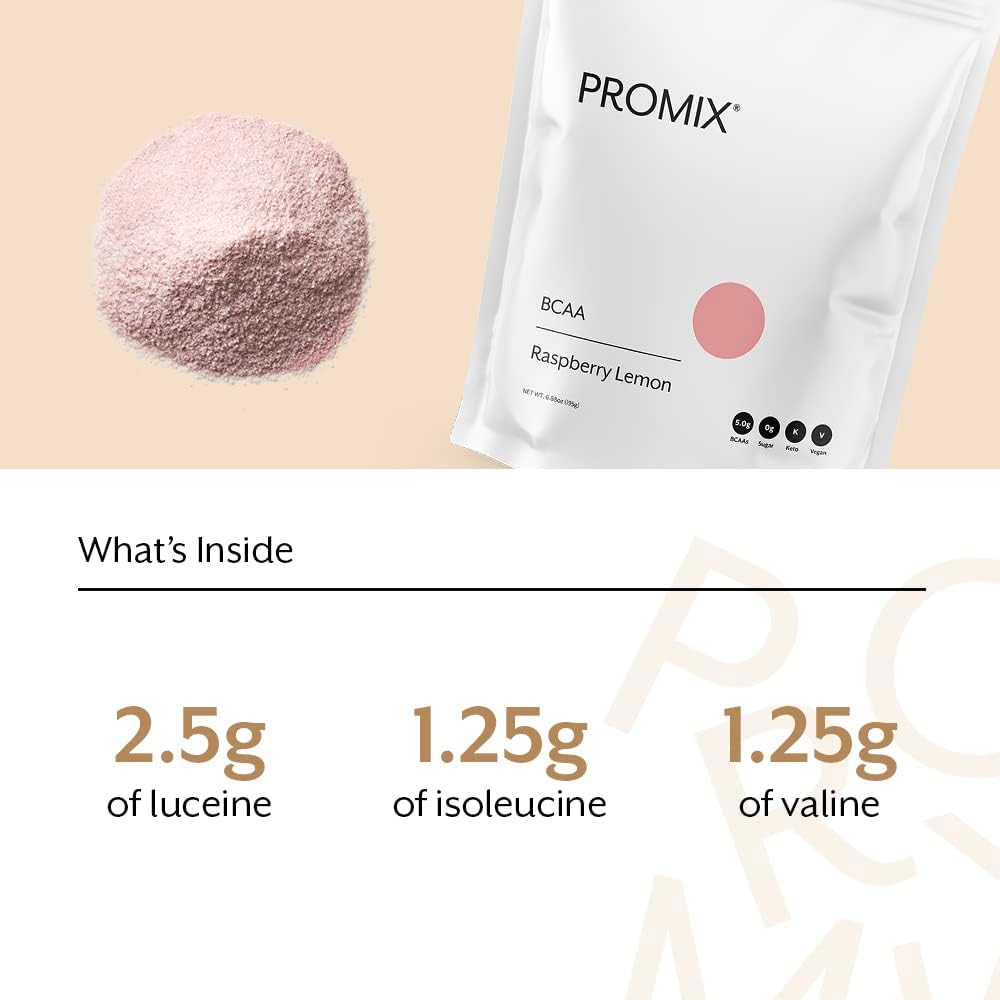 ProMix BCAA Post-Workout Energy Powder - Raspberry Lemon Flavor - Plant-Based Amino Acids for Lean Muscle & Recovery - Zero Fat, Sugar, Carbs - Promotes Endurance & Reduces Soreness