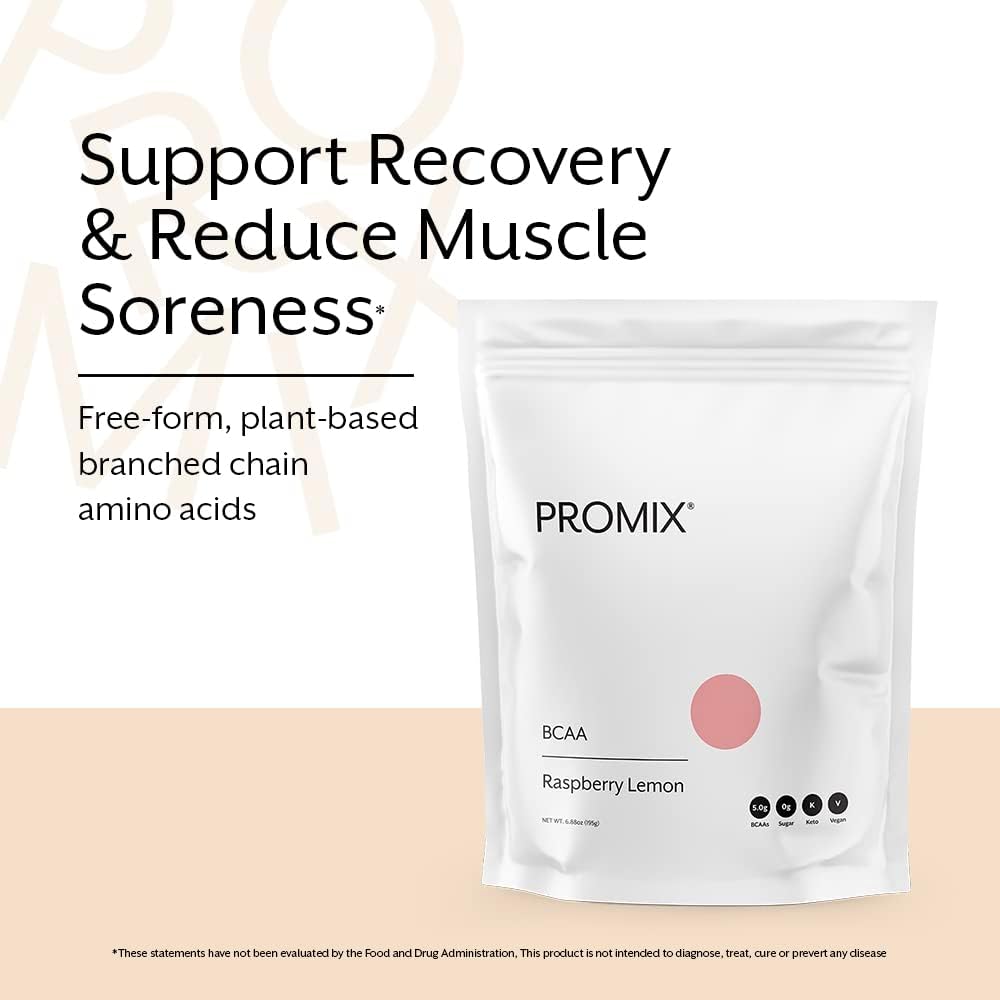 ProMix BCAA Post-Workout Energy Powder - Raspberry Lemon Flavor - Plant-Based Amino Acids for Lean Muscle & Recovery - Zero Fat, Sugar, Carbs - Promotes Endurance & Reduces Soreness