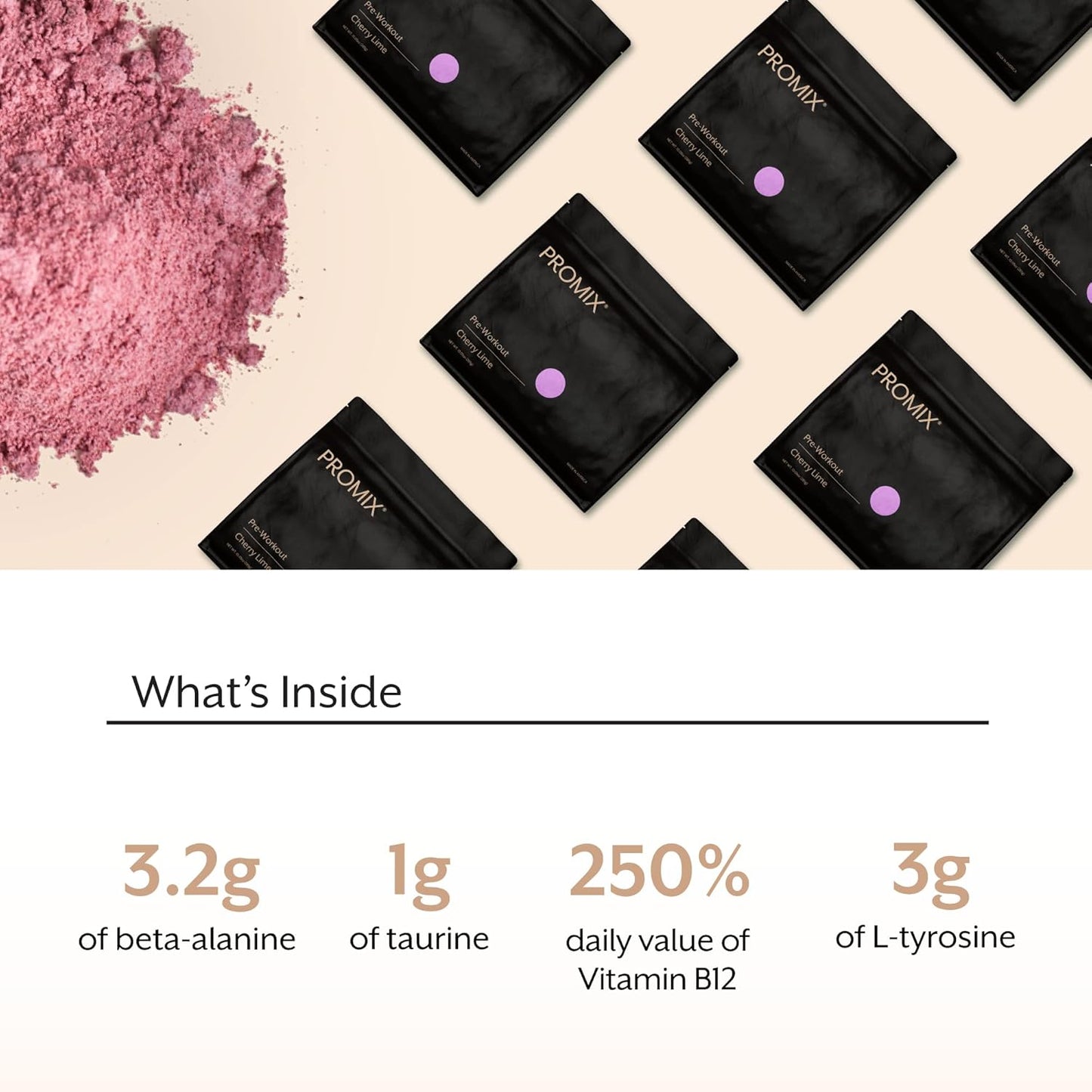 Promix Nutrition Cherry Lime Pre-Workout Powder - Boost Focus & Performance - Aids Muscle Gain & Endurance - With Vitamin B12, Caffeine, Beta-Alanine, L-Tyrosine - Gluten & Dairy-Free