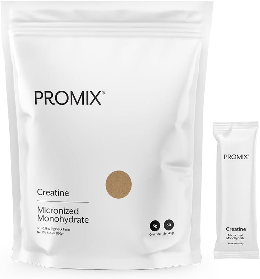 Promix Nutrition Creatine Monohydrate Stick Packs - 30 Count, 5g Micronized Creatine for Muscle Growth & Recovery