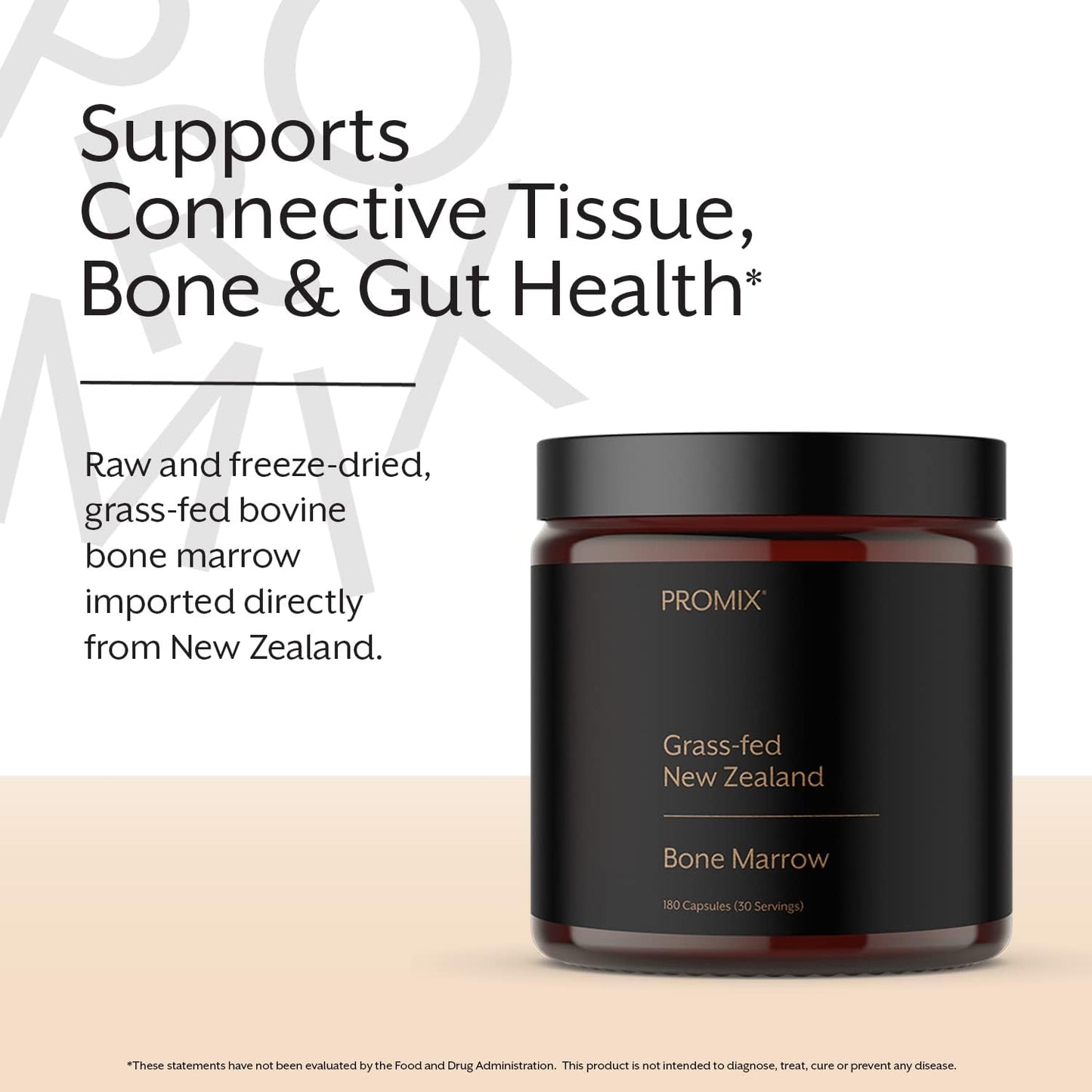 ProMix Nutrition Grass-Fed Beef Bone Marrow Capsules | High in Collagen, Vitamins & Minerals - Raw & Freeze Dried - 180 Count