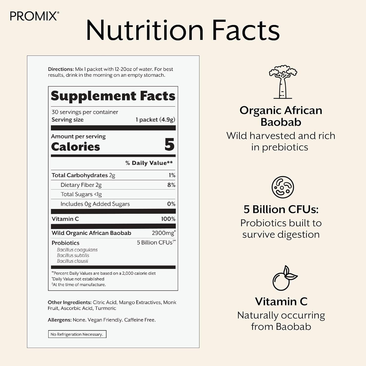 ProMix Nutrition Mango Debloat Prebiotic and Probiotic Supplement - 30 Count - Immune Support and Gut Health