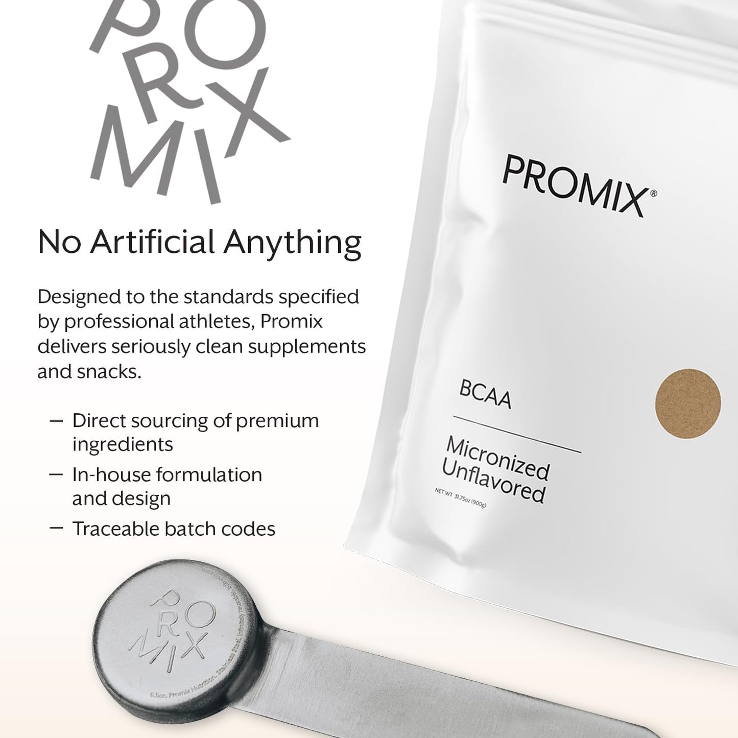 Promix Nutrition Plant-Based BCAA Powder - Unflavored - Sugar Free & Gluten Free - 180 Servings