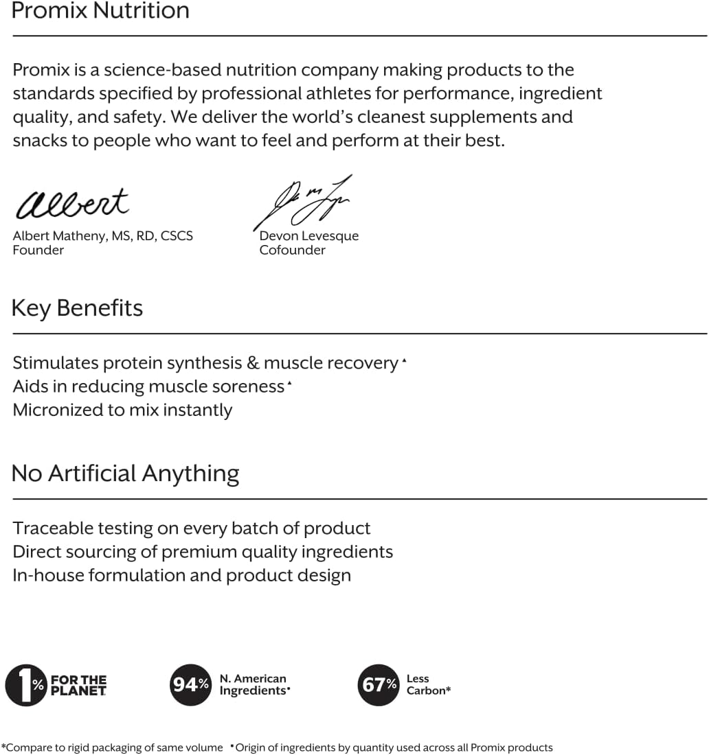 Promix Nutrition Plant-Based BCAA Powder - Unflavored - Sugar Free & Gluten Free - 180 Servings