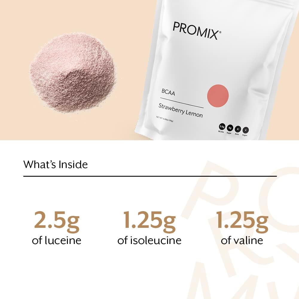 ProMix Nutrition Strawberry Lemon BCAA Powder - Plant-Based Energy for Post-Workout Recovery & Lean Muscle Growth