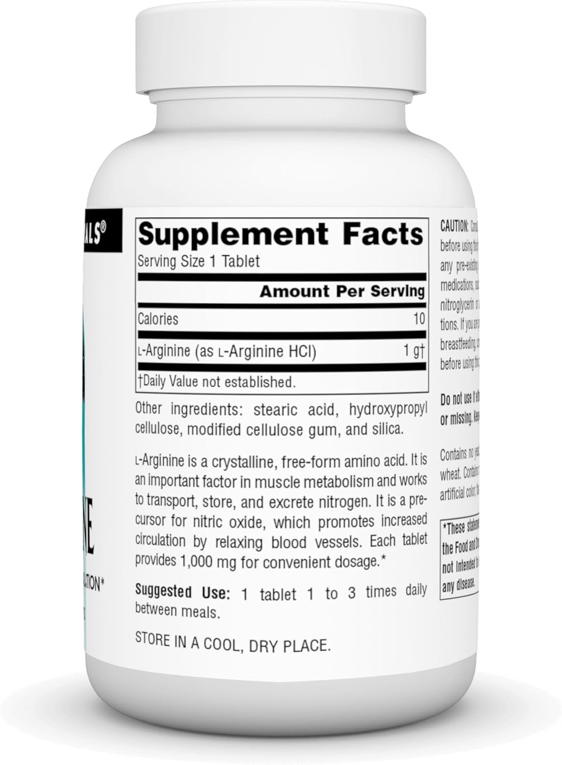 Promotes Improved Circulation: Source Naturals L-Arginine 1000mg Free Form Tablets - 50 Count