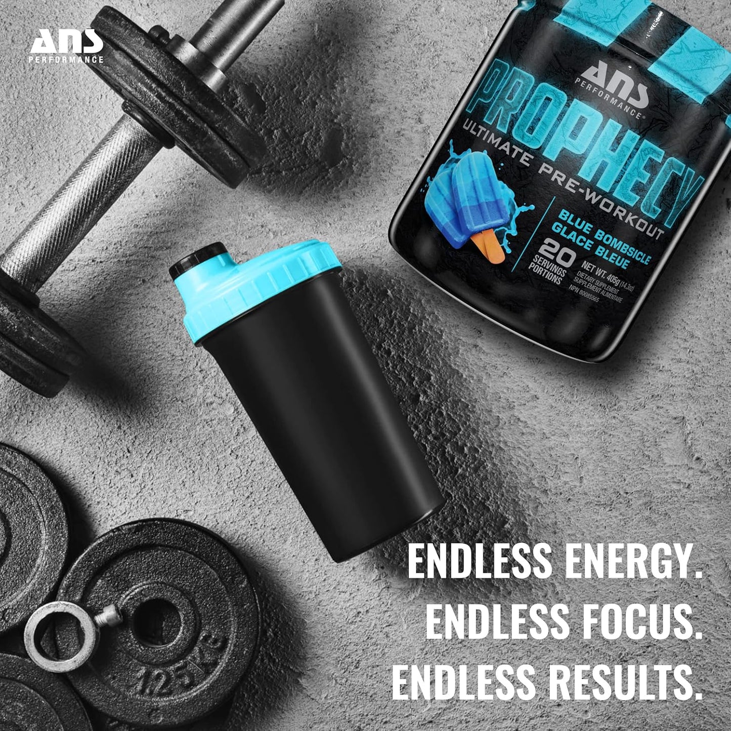Prophecy Pre Workout Powder by ANS Performance - Blue Bombsicle Flavor - Gluten-Free Formula for Energy, Strength, and Power - 20 Servings, 14.5 oz
