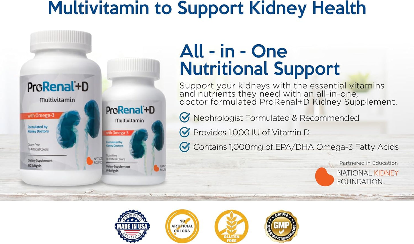 ProRenal+D Kidney Multivitamin with Omega-3 Fish Oil - 90-Day Supply