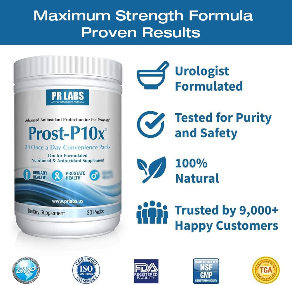 Prost-P10x Men's Prostate Supplements with Saw Palmetto & Beta Sitosterol - Relieve Prostatitis, BPH, Frequent Urination - 30 Packs