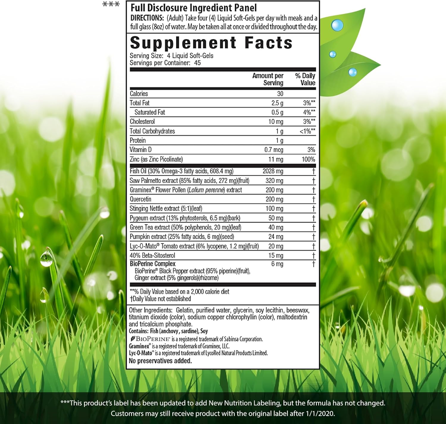 Prosta-Strong Prostate Health Support Supplement with Saw Palmetto, Lycopene, Pumpkin Seed - 180 Liquid Softgels