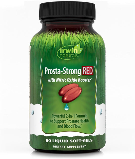 Prosta-Strong RED: Prostate Health Support with Nitric Oxide Boosters - 80 Liquid Softgels - Saw Palmetto, Lycopene, Pumpkin Seed & More
