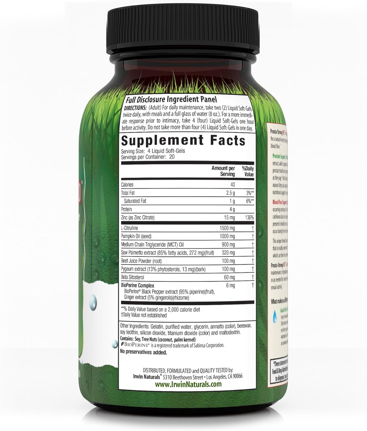 Prosta-Strong RED: Prostate Health Support with Nitric Oxide Boosters - 80 Liquid Softgels - Saw Palmetto, Lycopene, Pumpkin Seed & More
