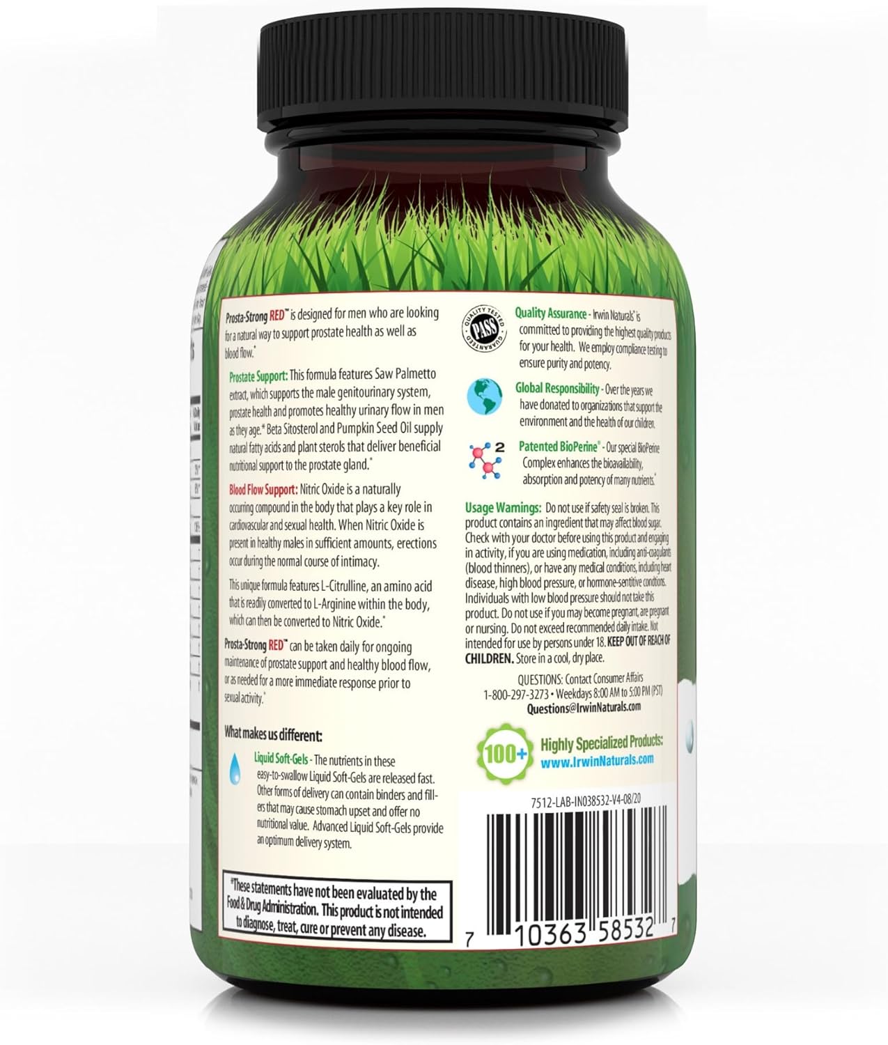 Prosta-Strong RED: Prostate Health Support with Nitric Oxide Boosters - 80 Liquid Softgels - Saw Palmetto, Lycopene, Pumpkin Seed & More