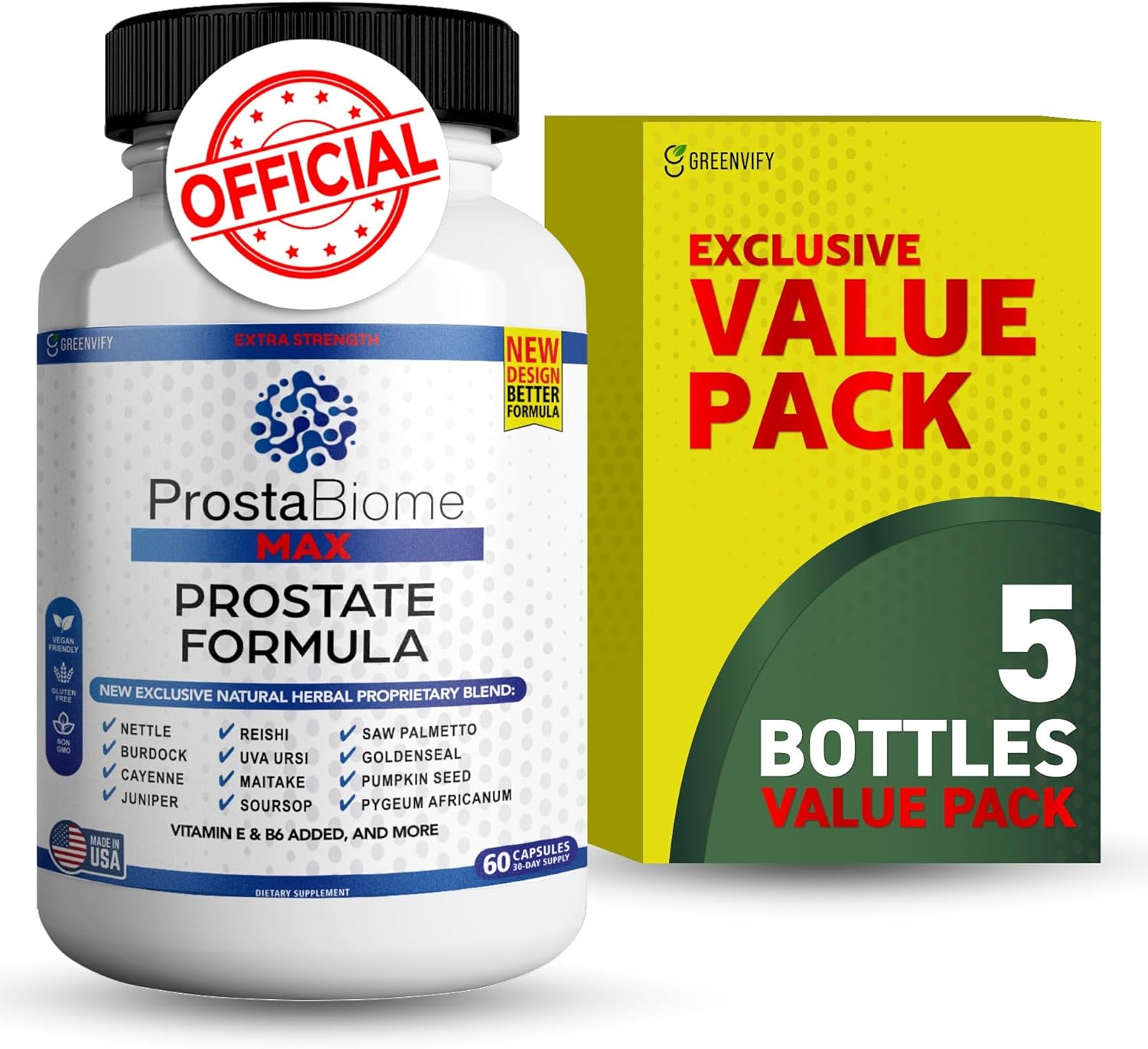 ProstaBiome Max Prostate Support Formula with Saw Palmetto - 60 Capsules